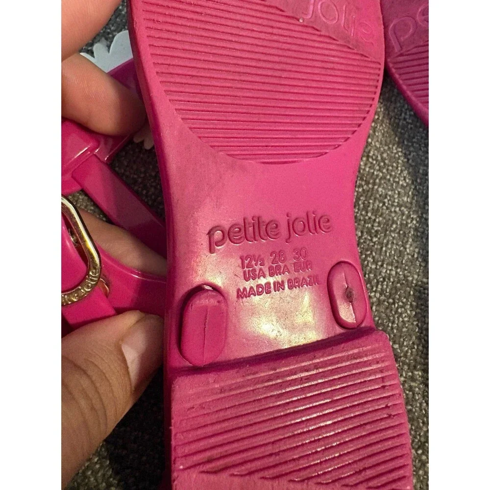 Petite Jolie Pink white daisies and bee detail thong jelly sandals size 12.5